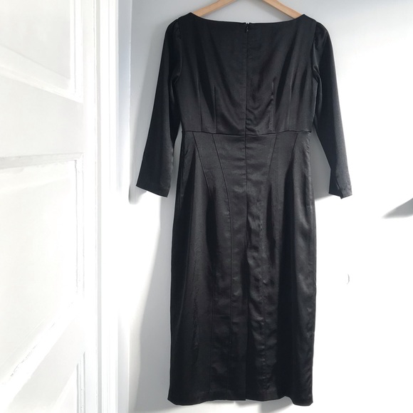 Nanette Lepore Black Satin Midi w/ Bows • 4 - Picture 4 of 8